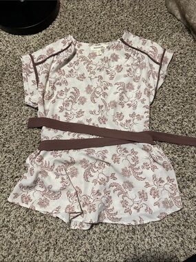 Monteau Cream Cami with Mauve Floral Print and Mauve Waist Tie